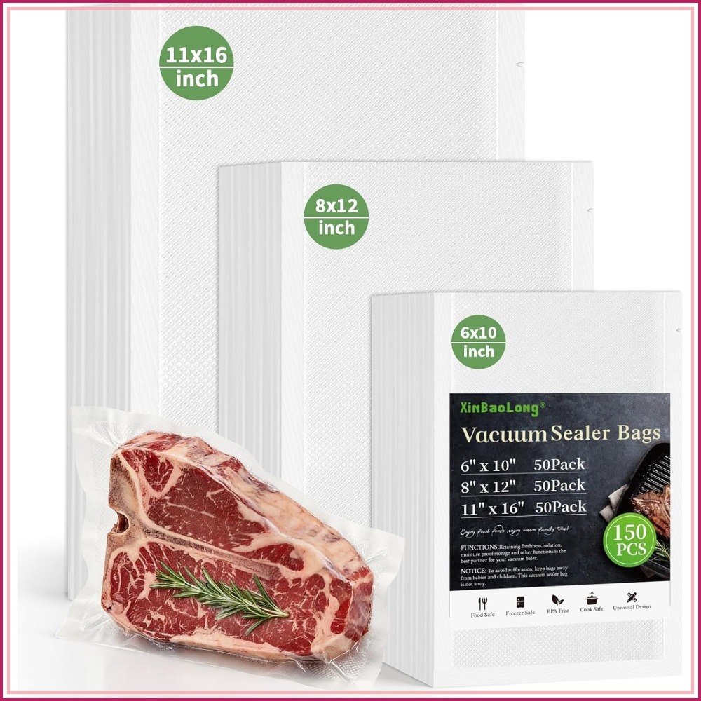 Vacuum Sealer Bag - 真空シーラーバッグ 150枚入り：ガロン、クォート、パイントサイズ - 業務用グレード、BPAフリー、真空調理＆耐穿刺性