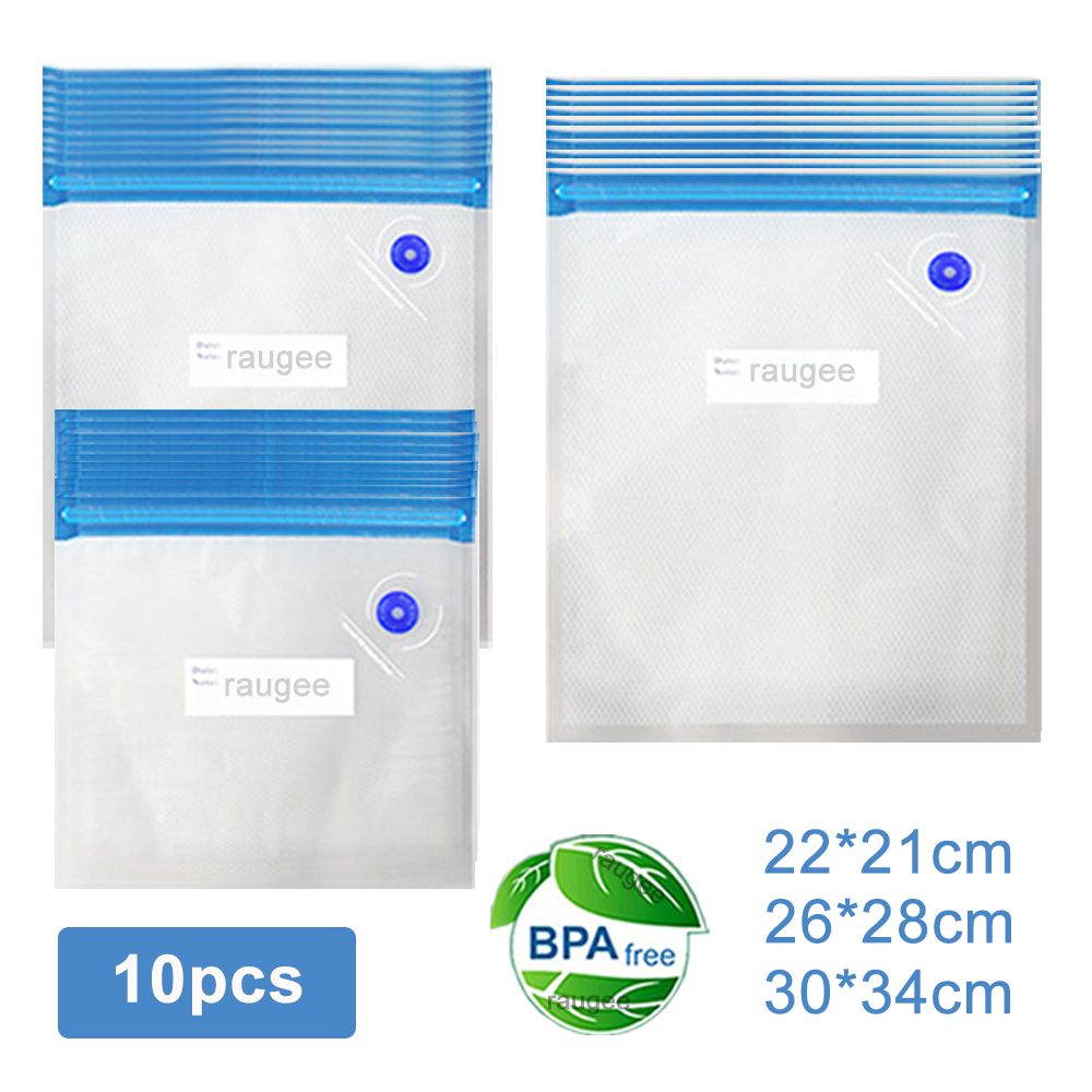 Vacuum Sealer Bag - 真空バッグ 再利用可能な食品真空包装袋 10 個真空シール保存袋食品エアバルブバッグ食品鮮度保持バッグ