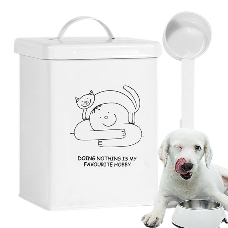 Food Storage For Dog - 犬のフードストレージコンテナ,蓋とスプーン付きの防水収納容器,食品品質,ハンドル付きキッチンアクセサリー,5l