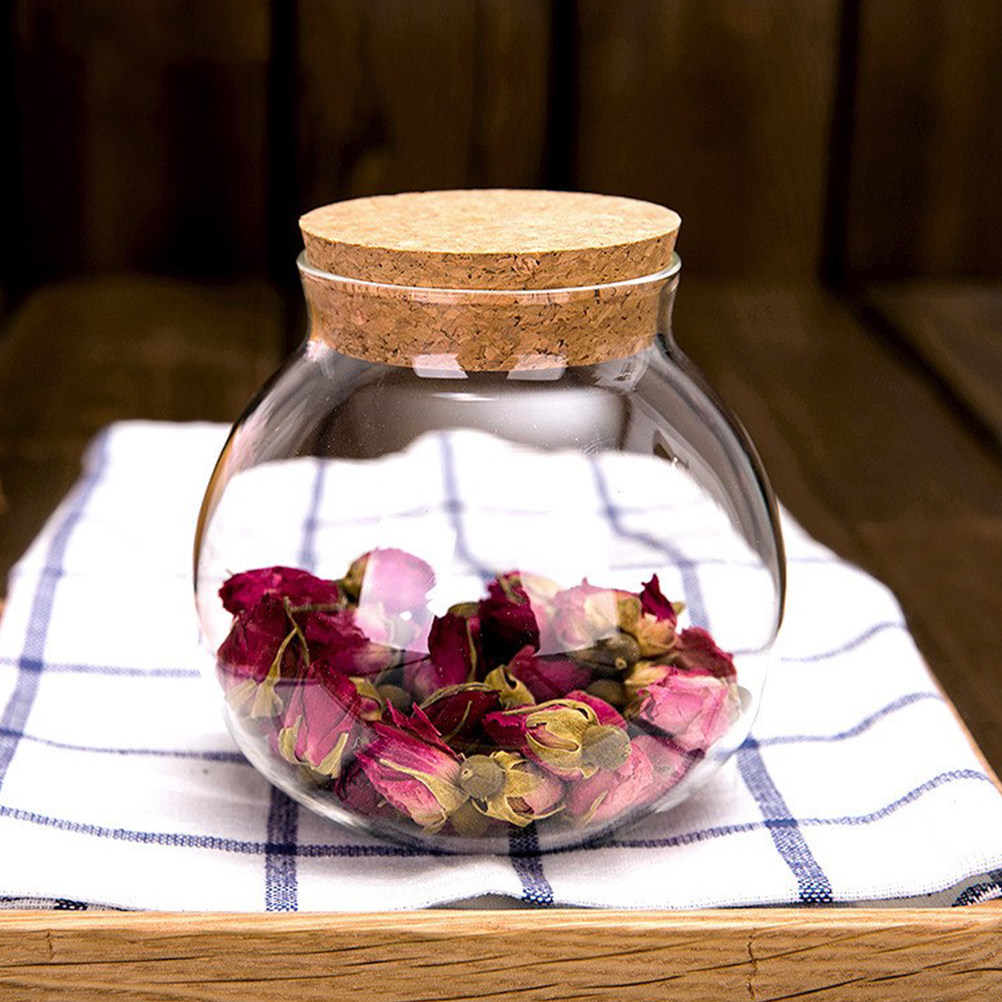 Food Storage With Glass Lids - 高品質ガラスキャニスター、無垢材の蓋とコルク栓付き、気密性の高い食品保存容器、キッチン整理用、スパイスや紅茶用