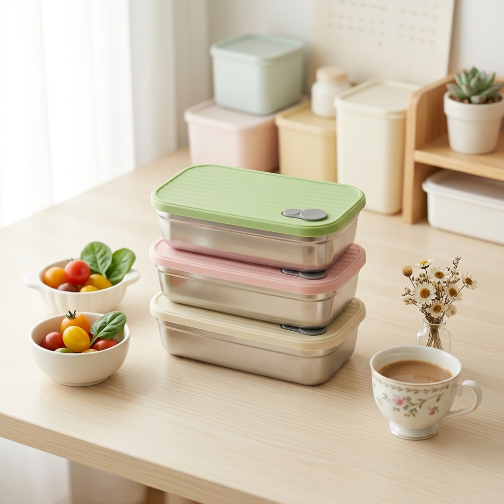 Food Storage Prep Containers - ステンレス製弁当箱、金属製ランチボックス、電子レンジ対応食品保存容器、積み重ね可能、食事準備用、漏れ防止、大人子供学校用