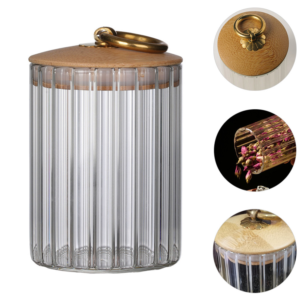 Food Storage With Glass Lids - 気密ガラス保存瓶 茶葉、コーヒー豆、ナッツ、スパイス用 密封リング蓋付き 透明食品保存容器 整理整頓