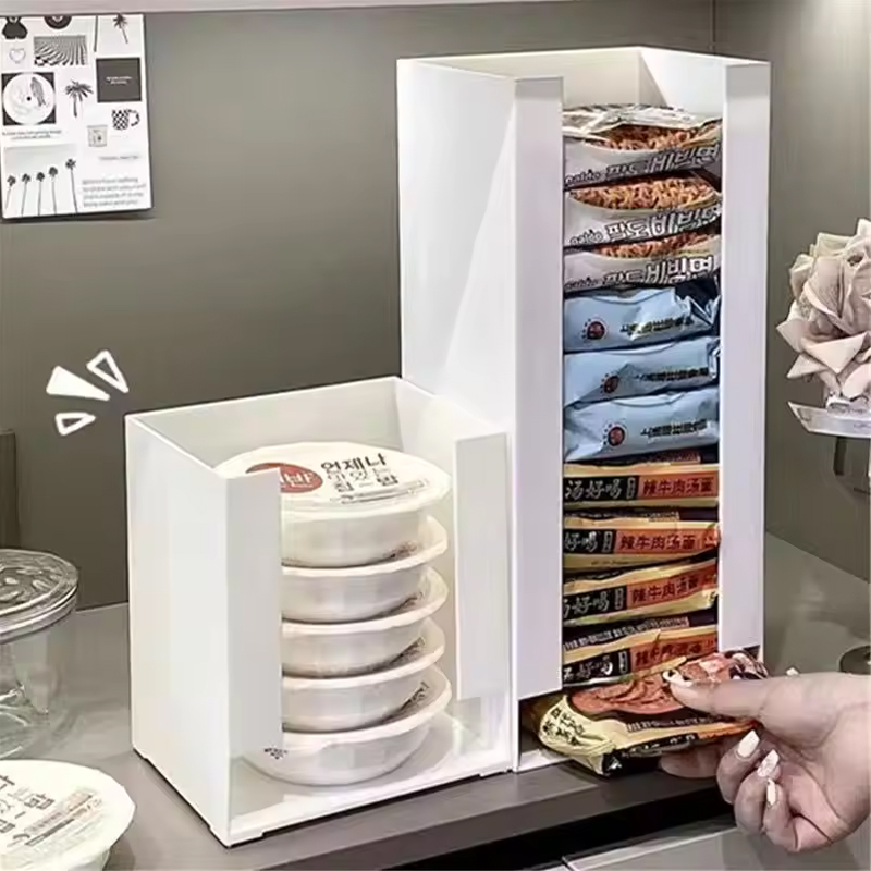Food Storage Types - 家庭用多機能インスタントラーメン収納ボックス キッチンオーガナイザー ラーメンカップ用 パントリー整理に最適 食品保存に便利