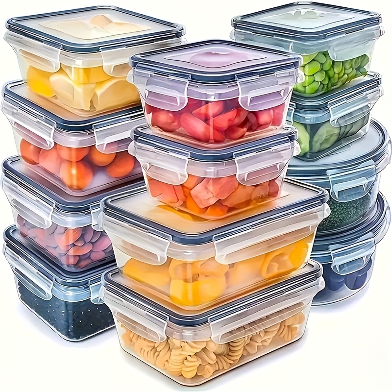 Food Storage Cupboard - 8個セットには、4つの容器と4つの蓋が含まれています。気密食品保存容器、キッチン冷蔵庫オーガナイザー、果物、野菜、キャンプ用。