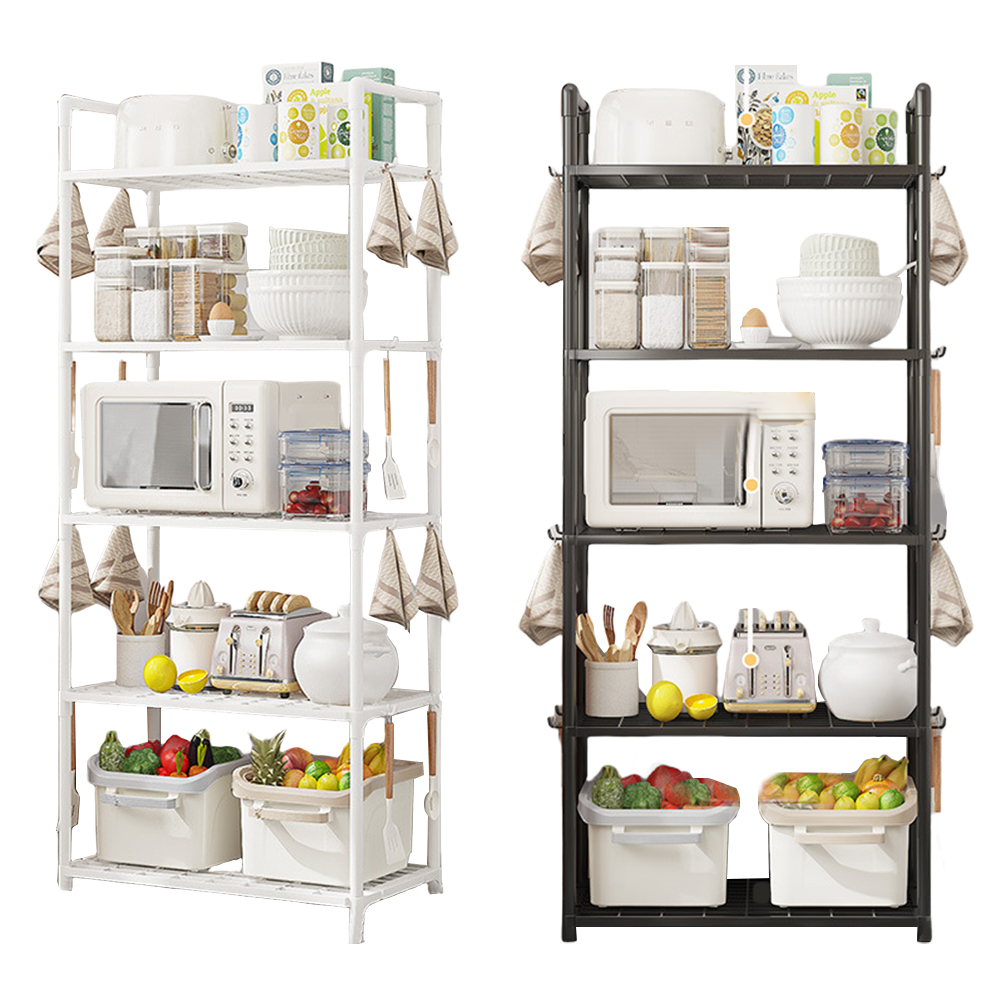 Food Storage Utensils - 5段収納棚オーガナイザー、頑丈なガレージシェルフユニット、水平調整脚付き、安定した金属製棚オーガナイザー、パントリー用