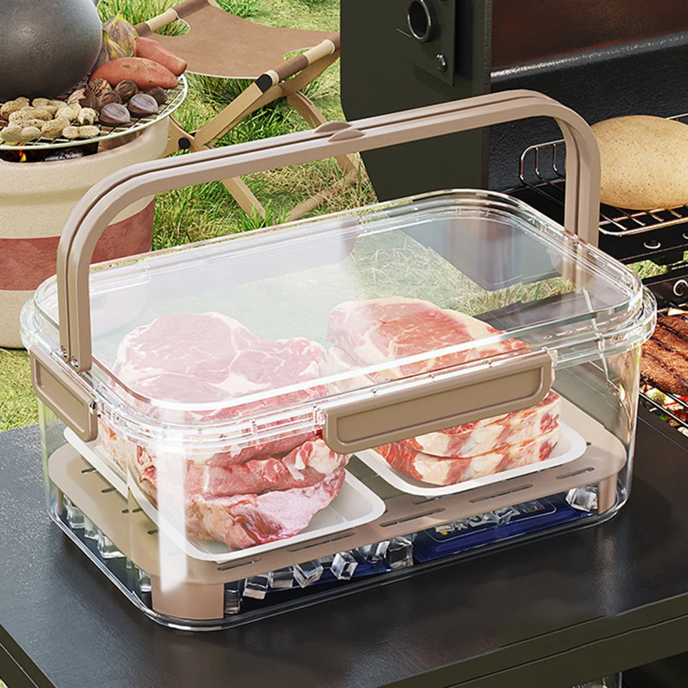 Food Storage Cupboard - ポータブル食品保存容器 大容量 気密鮮度ボックス 排水プレート付き 屋外ピクニック キャンプ用