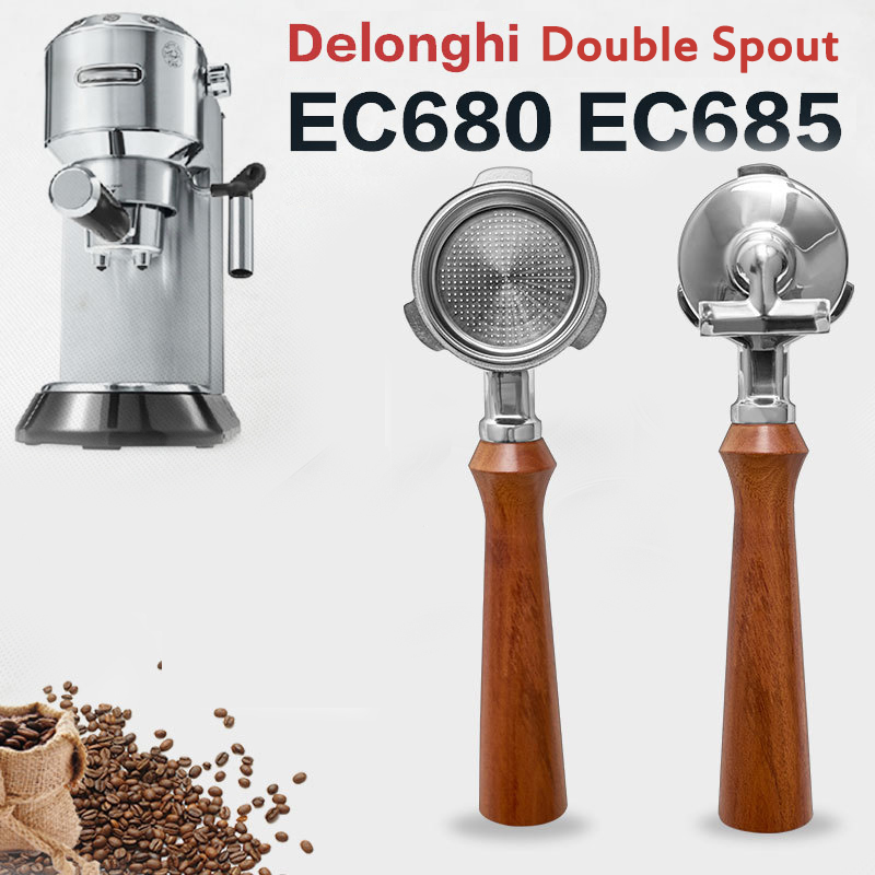 Delonghi Espresso Magnifica - デロンギマシン用コーヒーポータフィルター、二重スパウト、1、2カップバスケット、51mm、co680、eco685