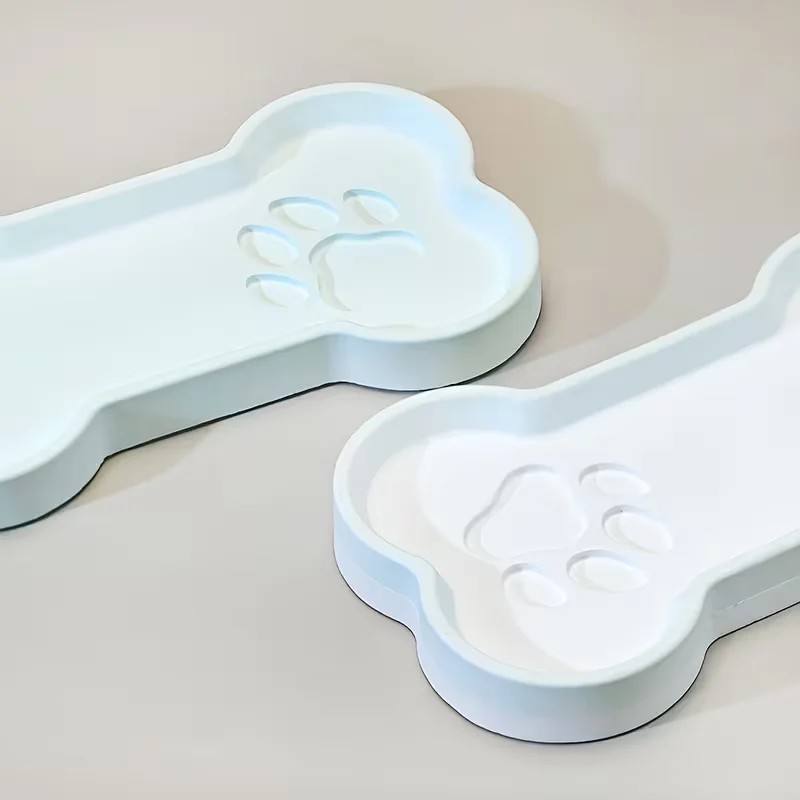 Food Storage For Dog - 最高品質DIY猫の足と骨の形をしたシリコンモールド収納トレイ、ジュエリーディスプレイディッシュ、家の装飾、猫と犬のフードトレイ、石膏