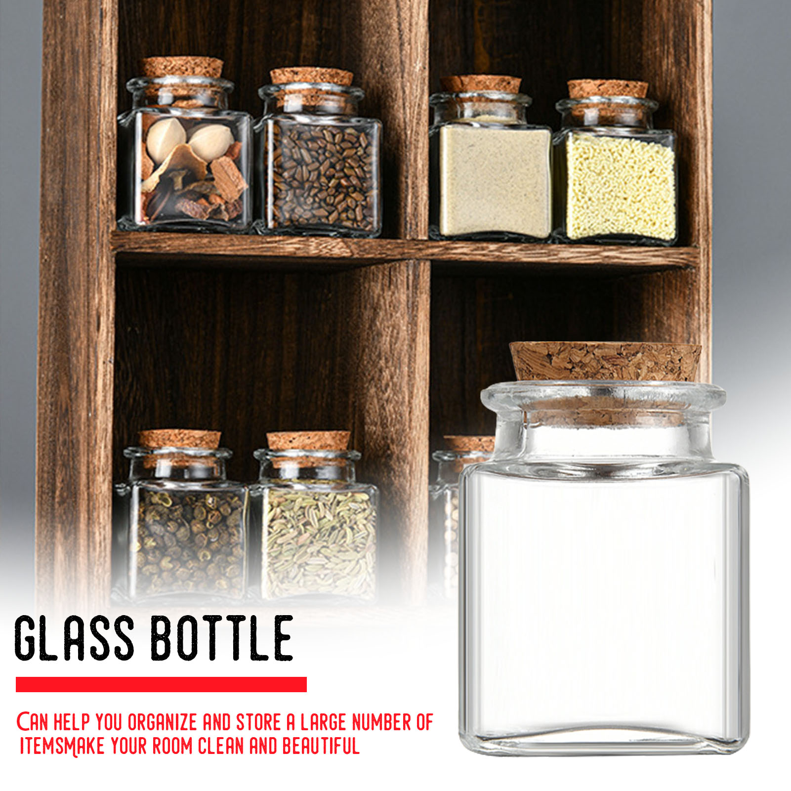 Food Storage With Glass Lids - 1/5/10 個ガラス保存瓶キッチンパントリーオーガナイザー気密蓋スパイス砂糖コーヒーティーボトルドライフード容器