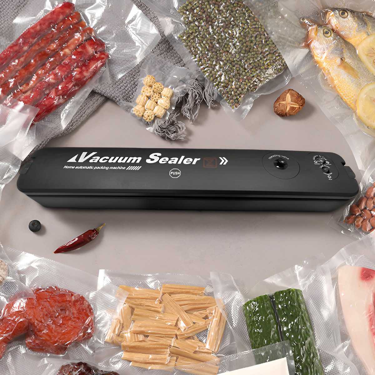 Vacuum Sealer Bag - 220V EUプラグ食品真空シーラー包装機、無料10個の真空バッグ付き、家庭用キッチン食品真空シーリング