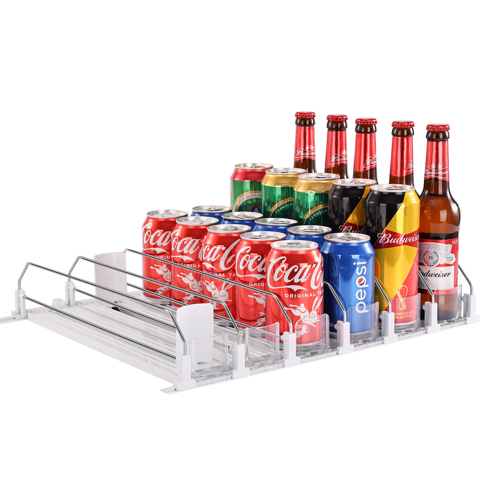 Food Storage Types - 自動プッシャーグライド付きソーダ缶ディスペンサー - キッチン冷蔵庫用6列缶詰食品収納ラック