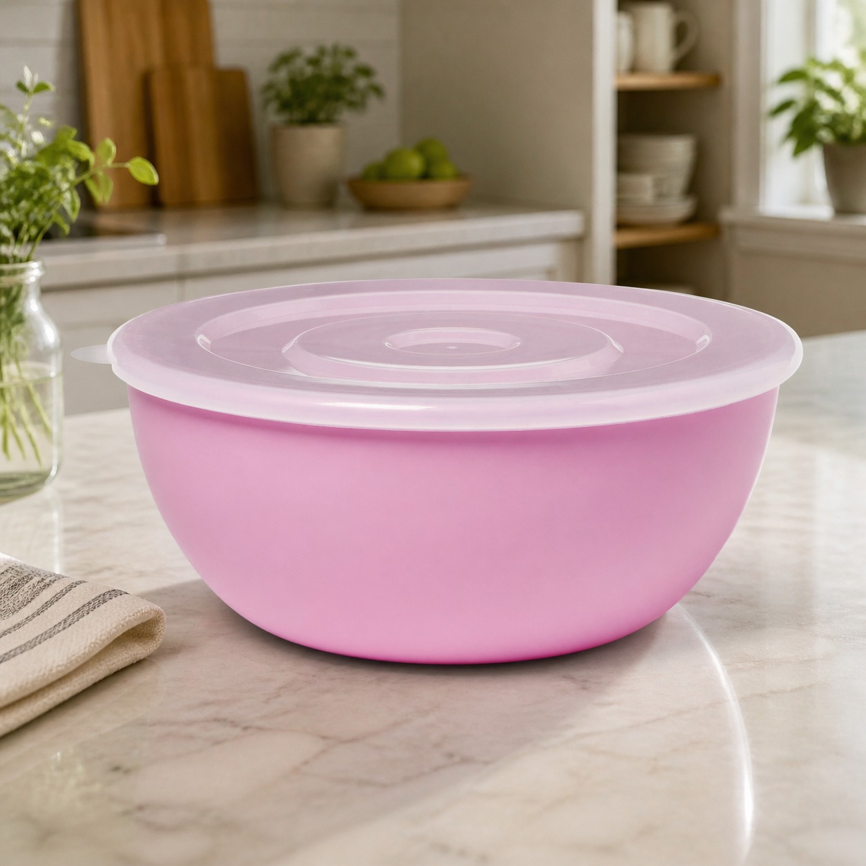 Food Storage Prep Containers - ピンクのボウルと一致する蓋、キッチン、寮、食事の準備や残り物の保存に適した耐久性のある食品保存容器