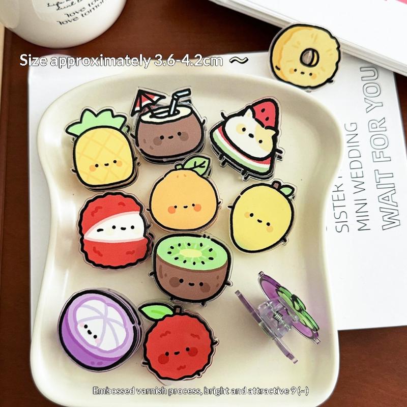 Food Storage Notes - 漫画フルーツ装飾シーリングクリップ 4個パック かわいいPPクリップ 食品袋、メモ、オフィス装飾、ギフト用