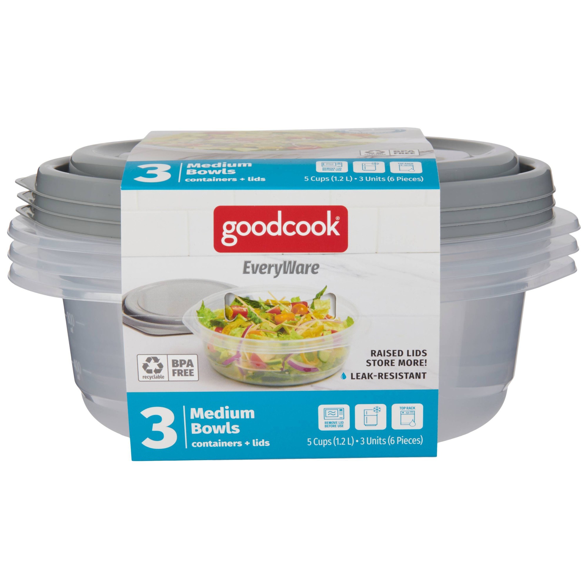 6個入り丸型5カップ食品保存容器（蓋付き）、グレーのプラスチ - Food Storage Prep Containers のレビューと価格