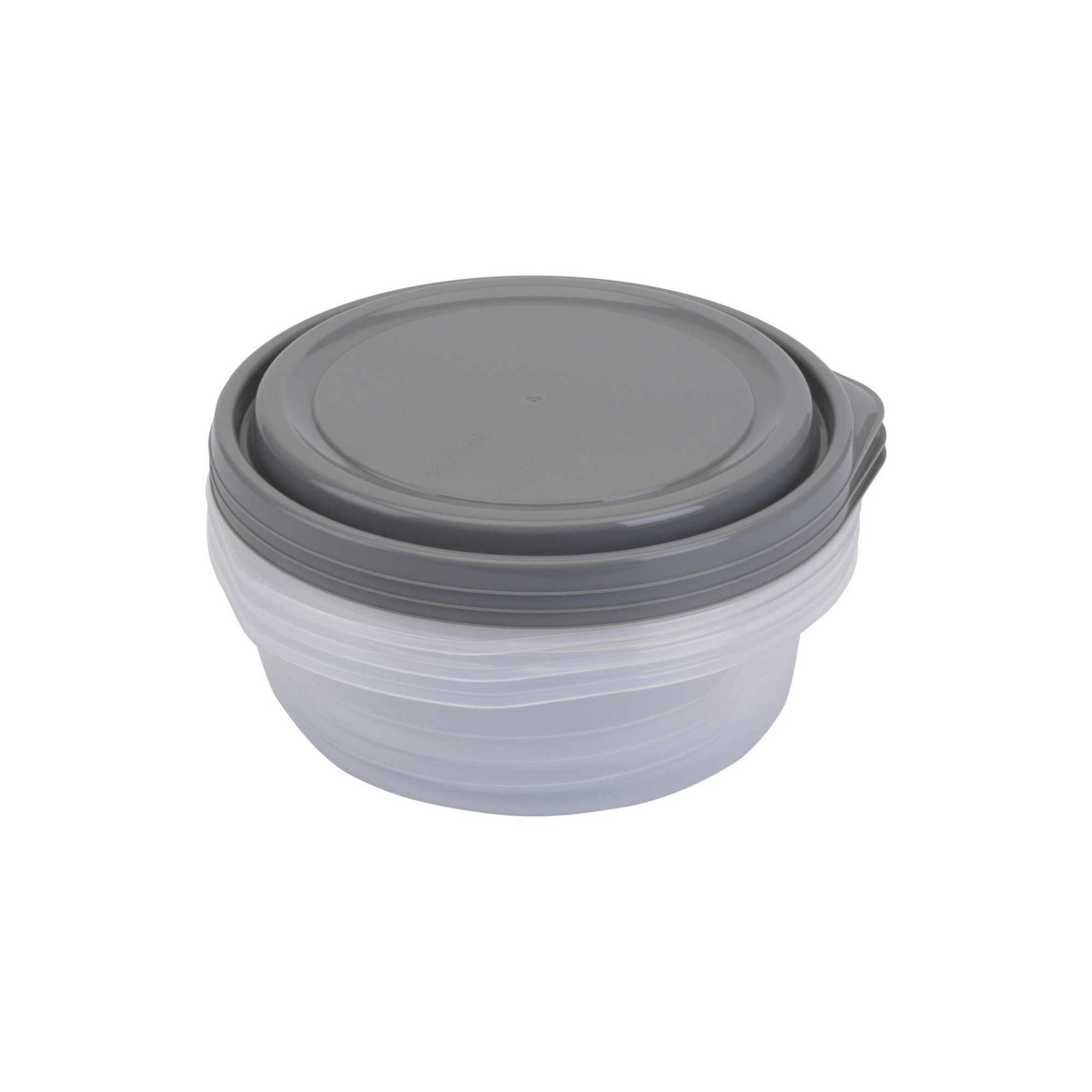 6個入り丸型5カップ食品保存容器（蓋付き）、グレーのプラスチ - Food Storage Prep Containers のレビューと価格
