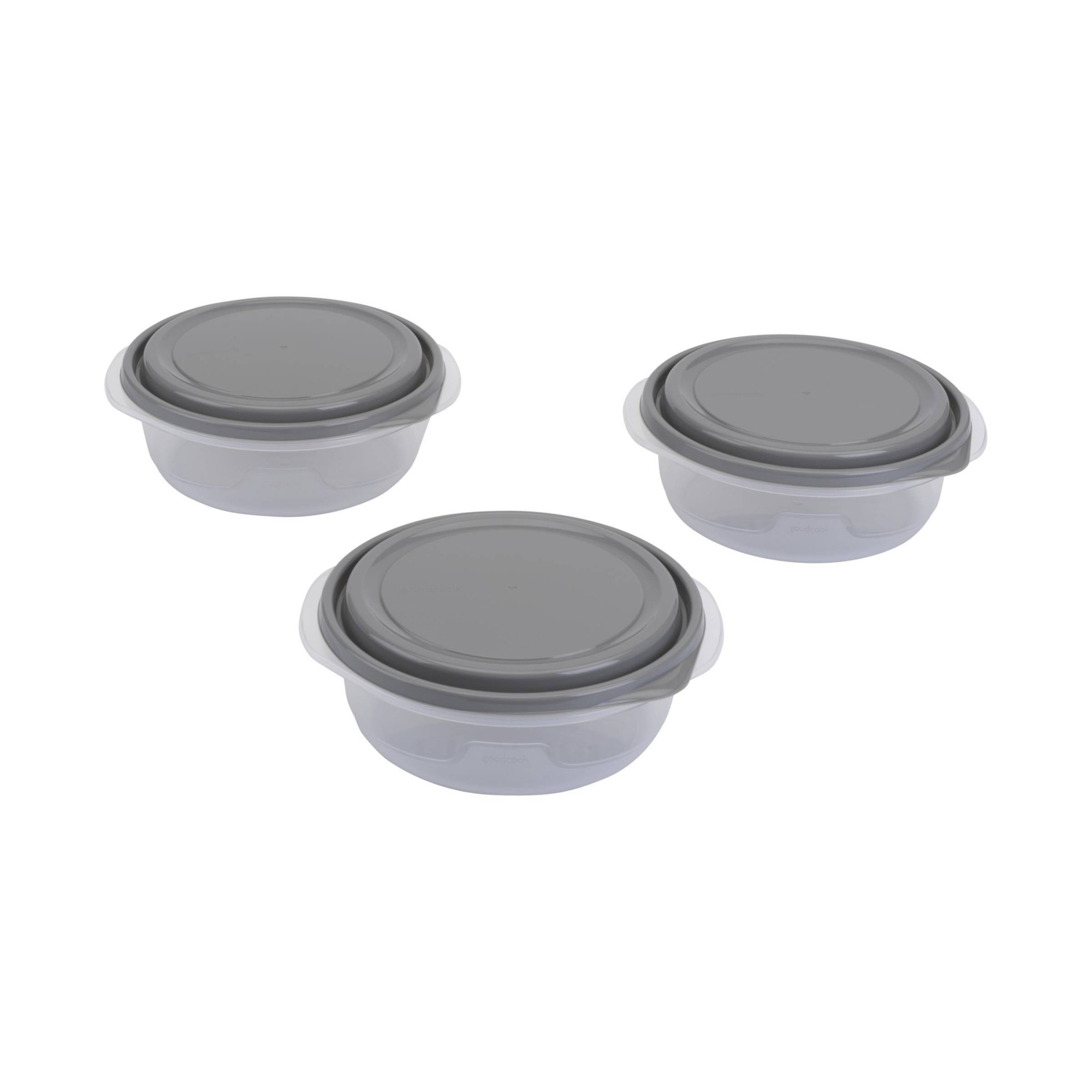 6個入り丸型5カップ食品保存容器（蓋付き）、グレーのプラスチ - Food Storage Prep Containers のレビューと価格
