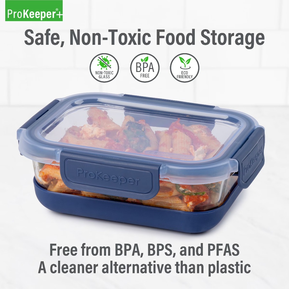 2.8カップガラス製食品保存容器、シリコンベースと気密ロック - Food Storage Prep Containers のレビューと価格
