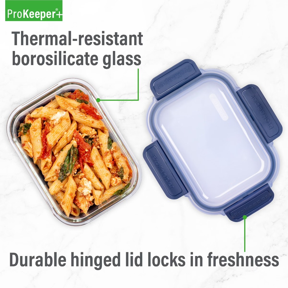 2.8カップガラス製食品保存容器、シリコンベースと気密ロック - Food Storage Prep Containers のレビューと価格