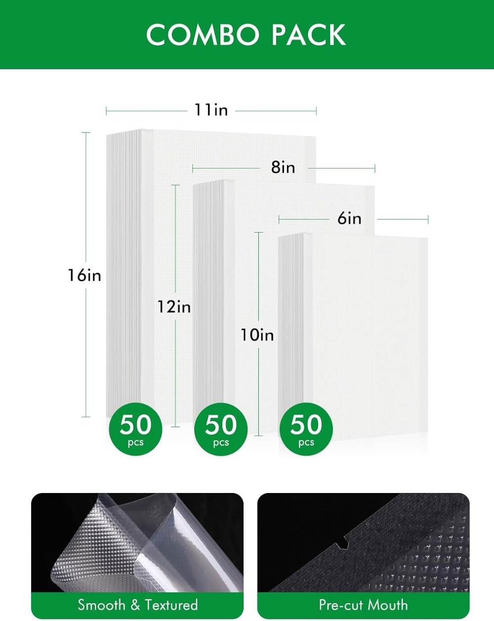 真空シーラーバッグ 150枚入り：ガロン、クォート、パイント - Vacuum Sealer Bag のレビューと価格