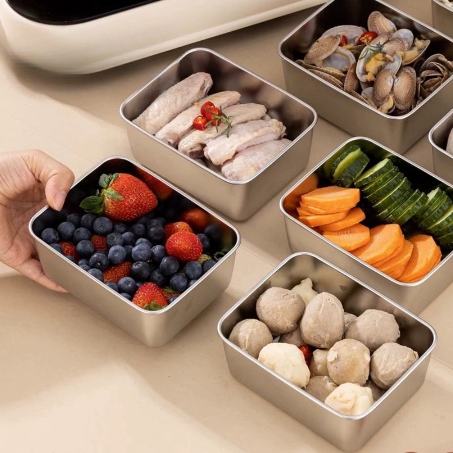 1-2-3個入り 長方形 ステンレス製 食品保存容器 冷蔵庫 - Food Storage Prep Containers のレビューと価格