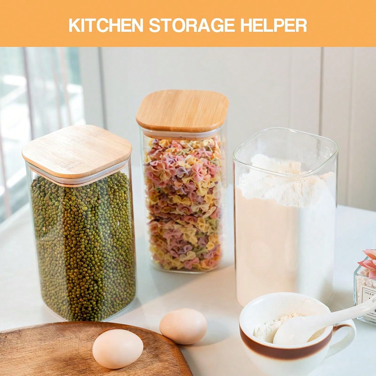 6個セットガラス製食品保存容器 モダンな正方形ガラスキャニス - Food Storage With Glass Lids のレビューと価格