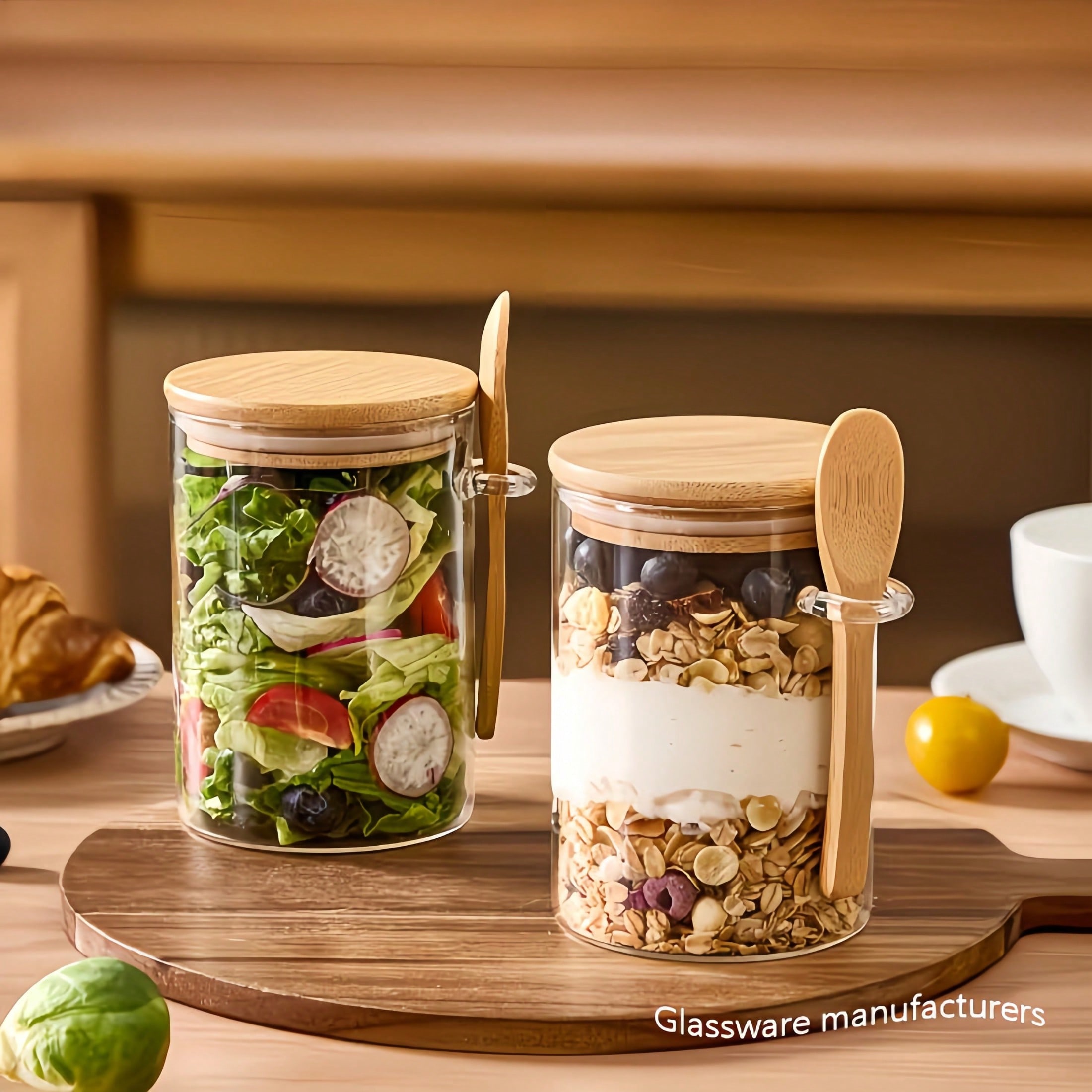 4ピース収納セット（収納ジャー4個+蓋4個+スプーン4本）竹 - Food Storage With Glass Lids のレビューと価格