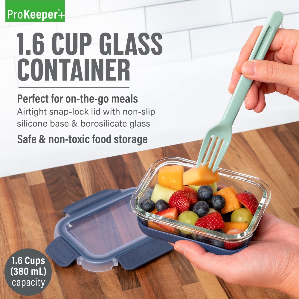 2パック 1.6カップ ガラス製食品保存容器 滑り止めシリコ - Food Storage Prep Containers のレビューと価格