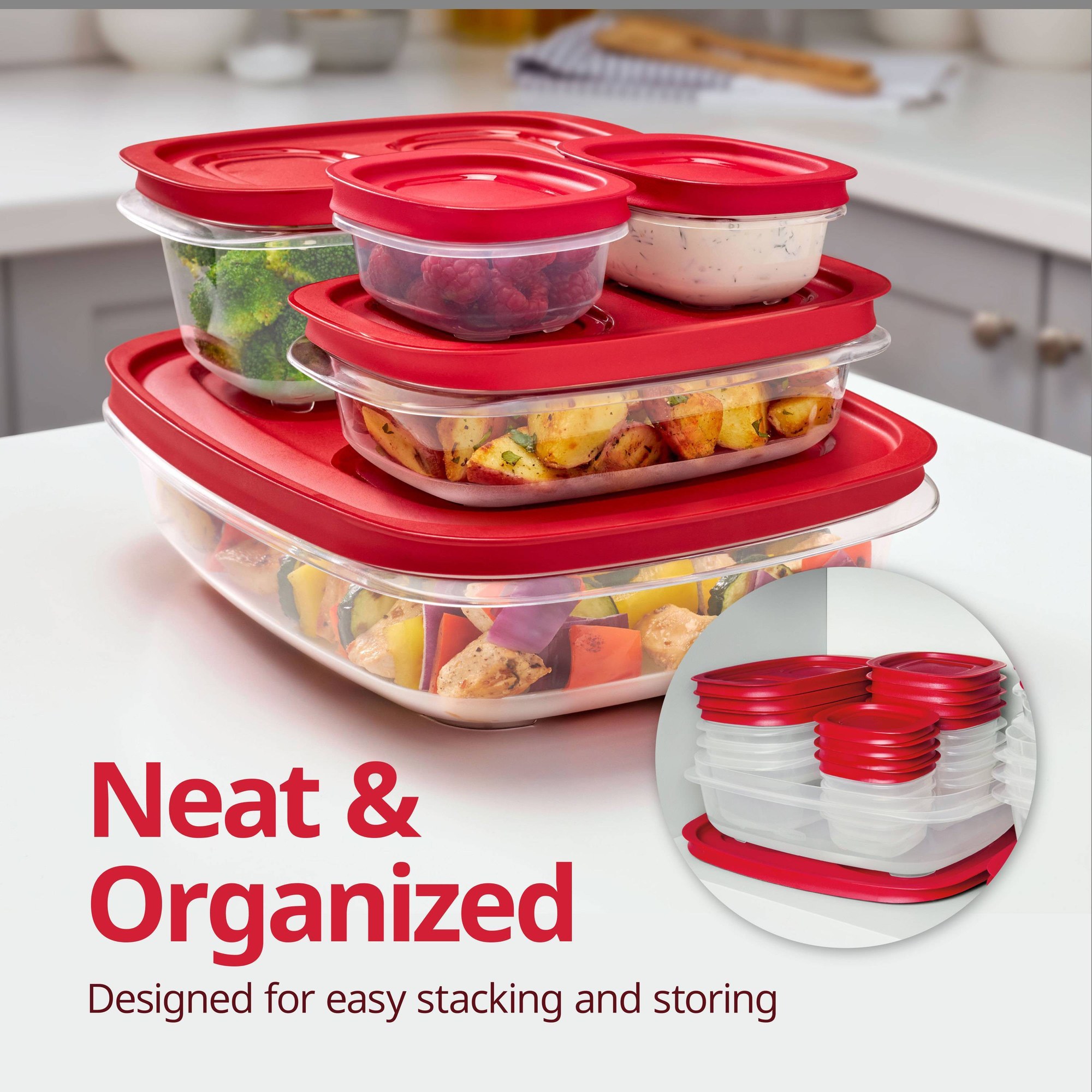 赤い長方形の食品保存容器、キッチンでの食事の準備に便利な蓋付 - Food Storage Prep Containers のレビューと価格