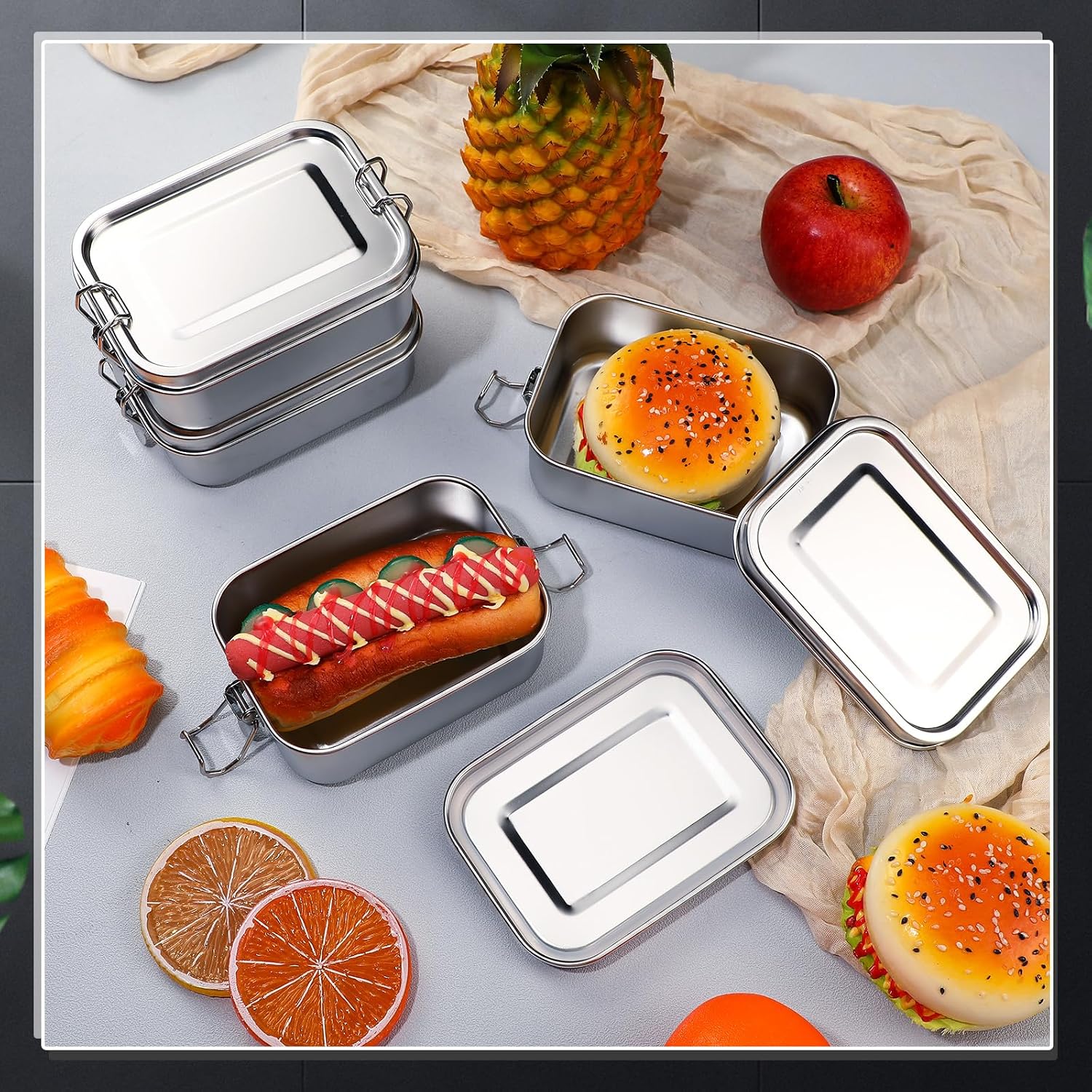 ステンレス製食品保存容器 蓋付き ランチボックス 冷蔵庫オー - Food Storage Utensils のレビューと価格