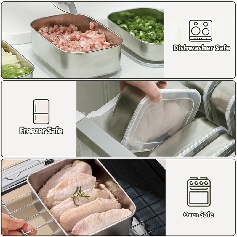 ステンレス製食品保存容器、食品保存弁当箱、漏れ防止シリコン蓋 - Food Storage Usa のレビューと価格