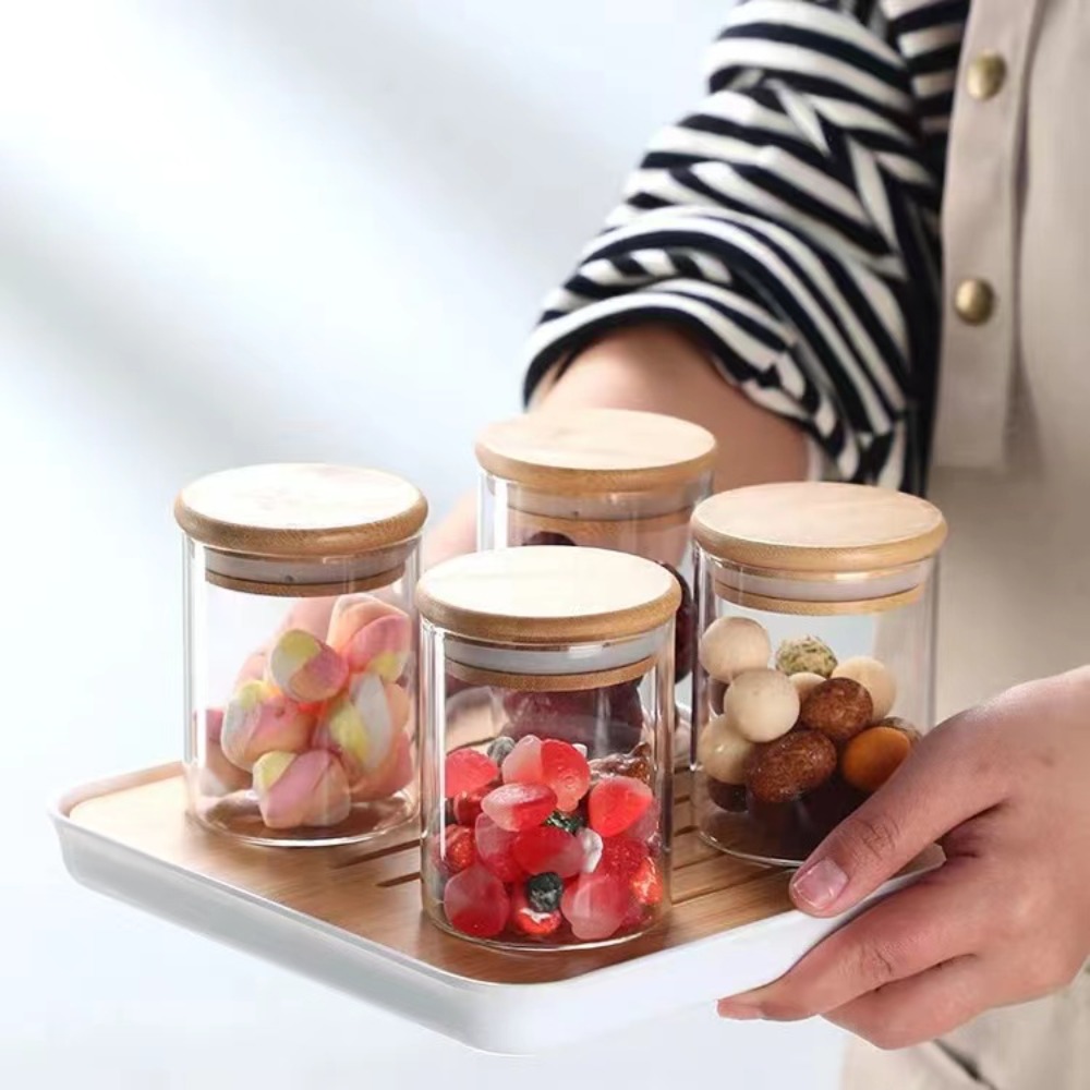 竹製の蓋付きのガラス製食品貯蔵タンク,キッチン,コーヒー豆, - Food Storage With Glass Lids のレビューと価格