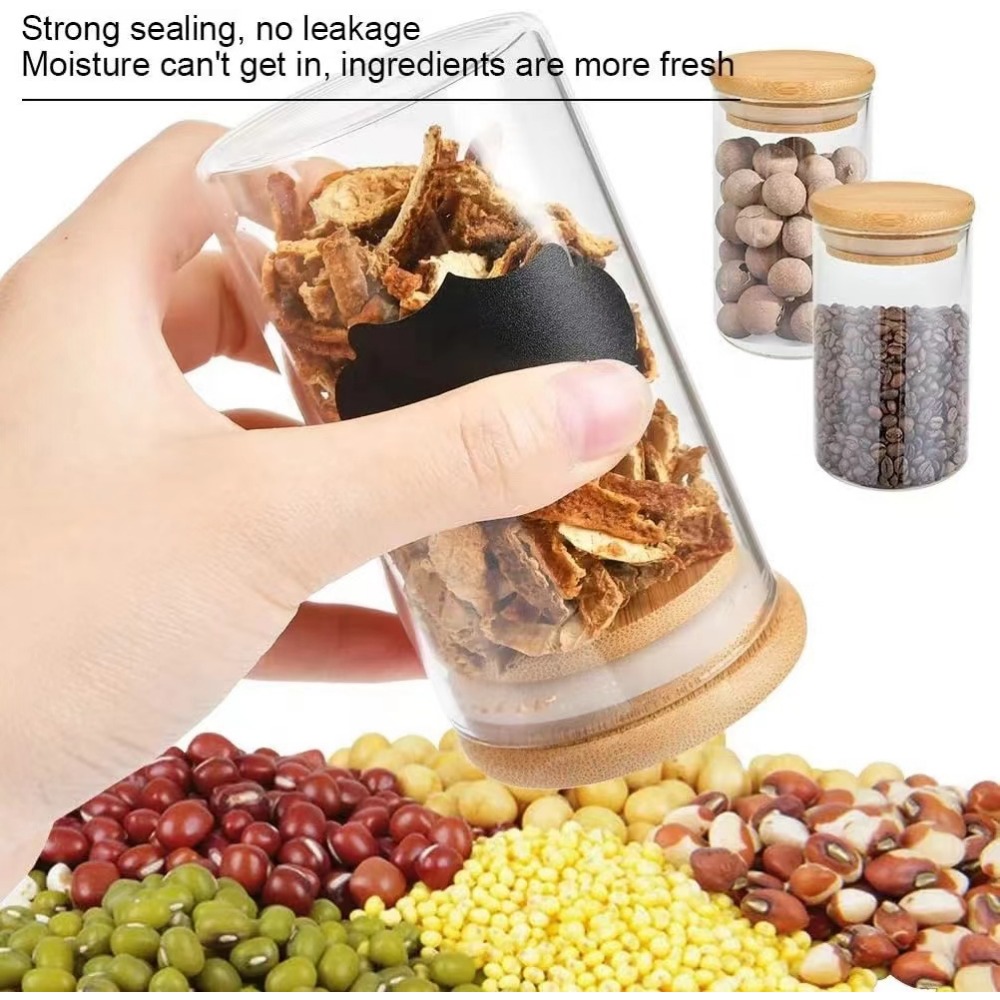 竹製の蓋付きのガラス製食品貯蔵タンク,キッチン,コーヒー豆, - Food Storage With Glass Lids のレビューと価格