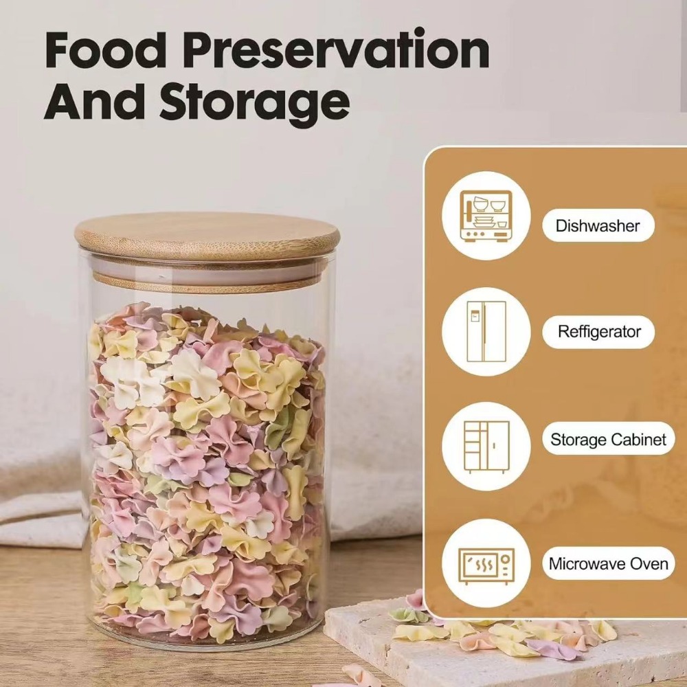 竹製の蓋付きのガラス製食品貯蔵タンク,キッチン,コーヒー豆, - Food Storage With Glass Lids のレビューと価格