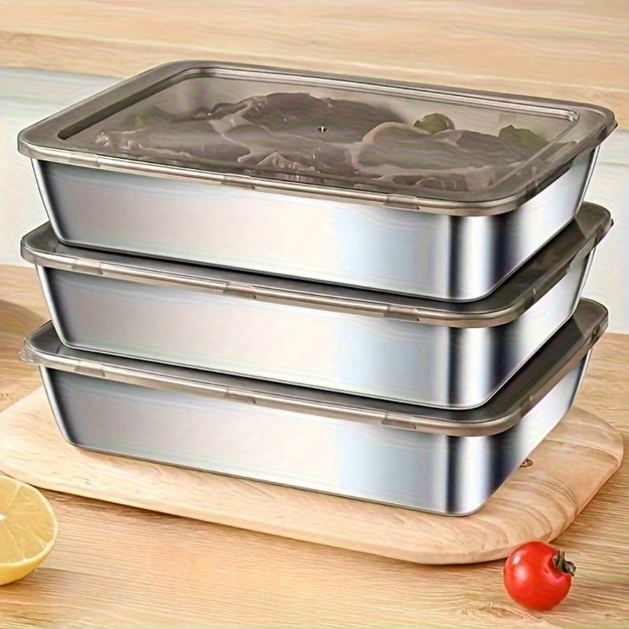 6個セット（3つの容器＋3つの蓋）ステンレス製食品保存容器セ - Food Storage Prep Containers のレビューと価格