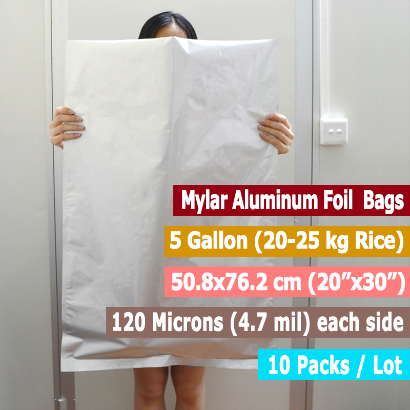 10 パック 5 ガロンマイラーバッグアルミホイル食品長期保 - Food Storage Long Term のレビューと価格