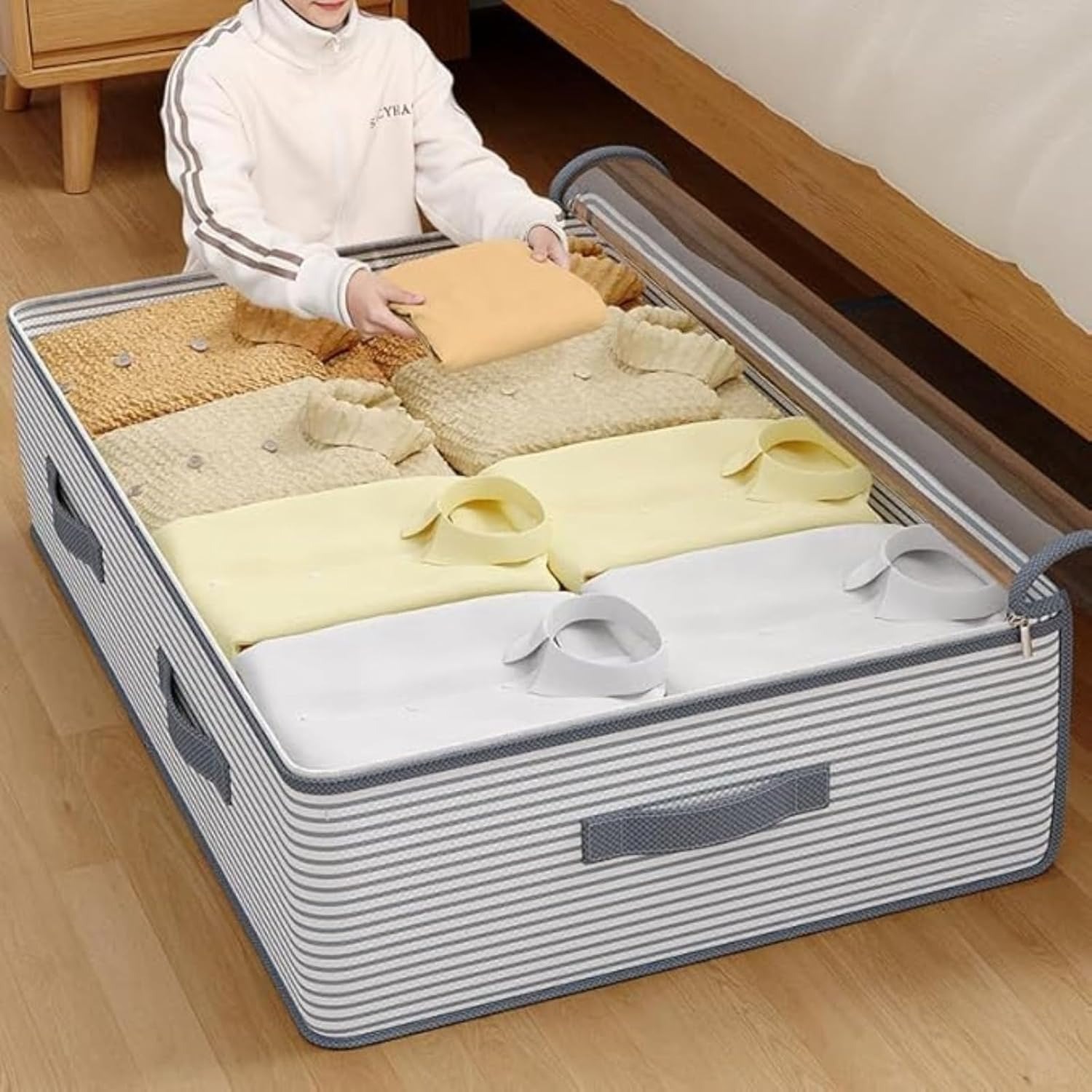 ベッド下収納ボックス1個、密閉蓋付きフラット薄型デザイン、広 - Food Storage Long Term のレビューと価格