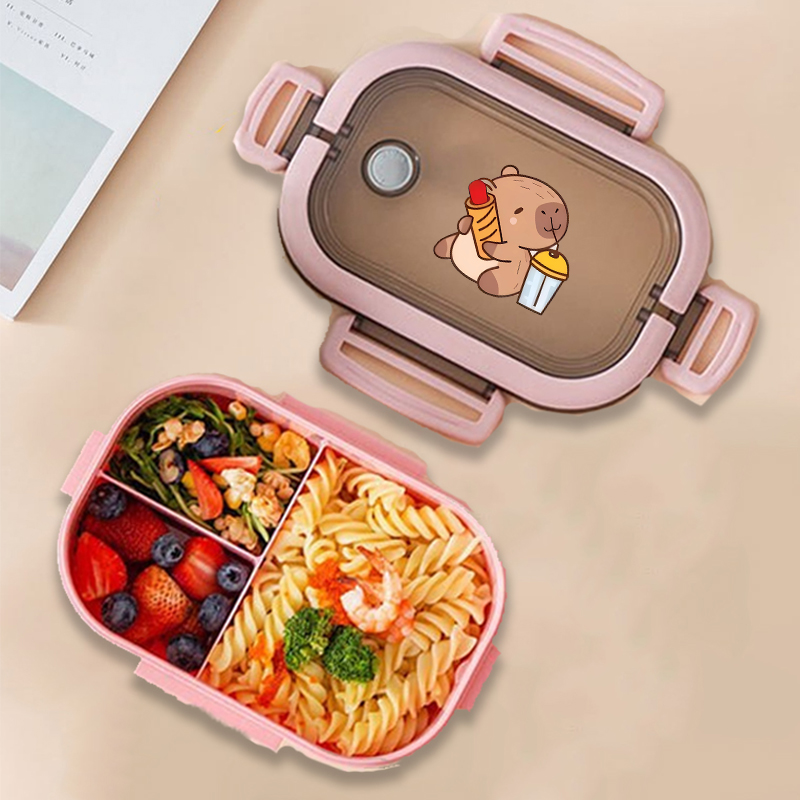 カピバラ弁当箱アニメ動物プリント食品保存容器子供学校ピクニッ - Food Storage Cupboard のレビューと価格