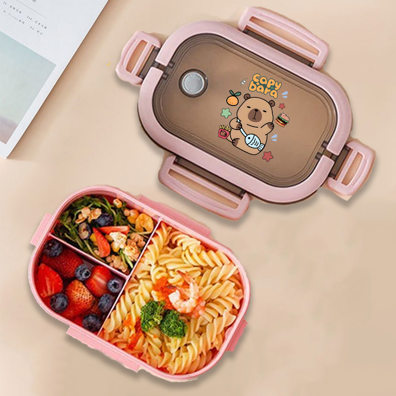 カピバラ弁当箱アニメ動物プリント食品保存容器子供学校ピクニッ - Food Storage Cupboard のレビューと価格