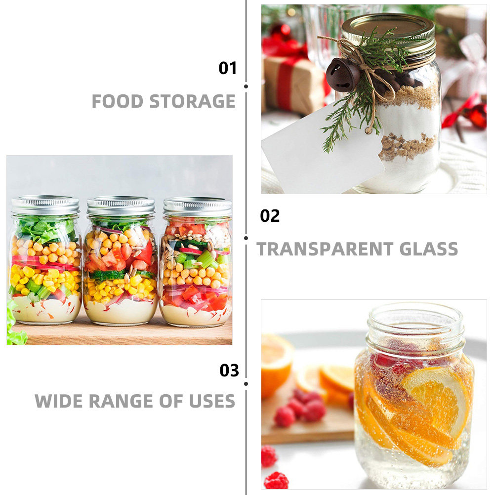 6個入り透明丸型ガラス瓶、気密蓋付き、食品保存用、コーヒー、 - Food Storage With Glass Lids のレビューと価格