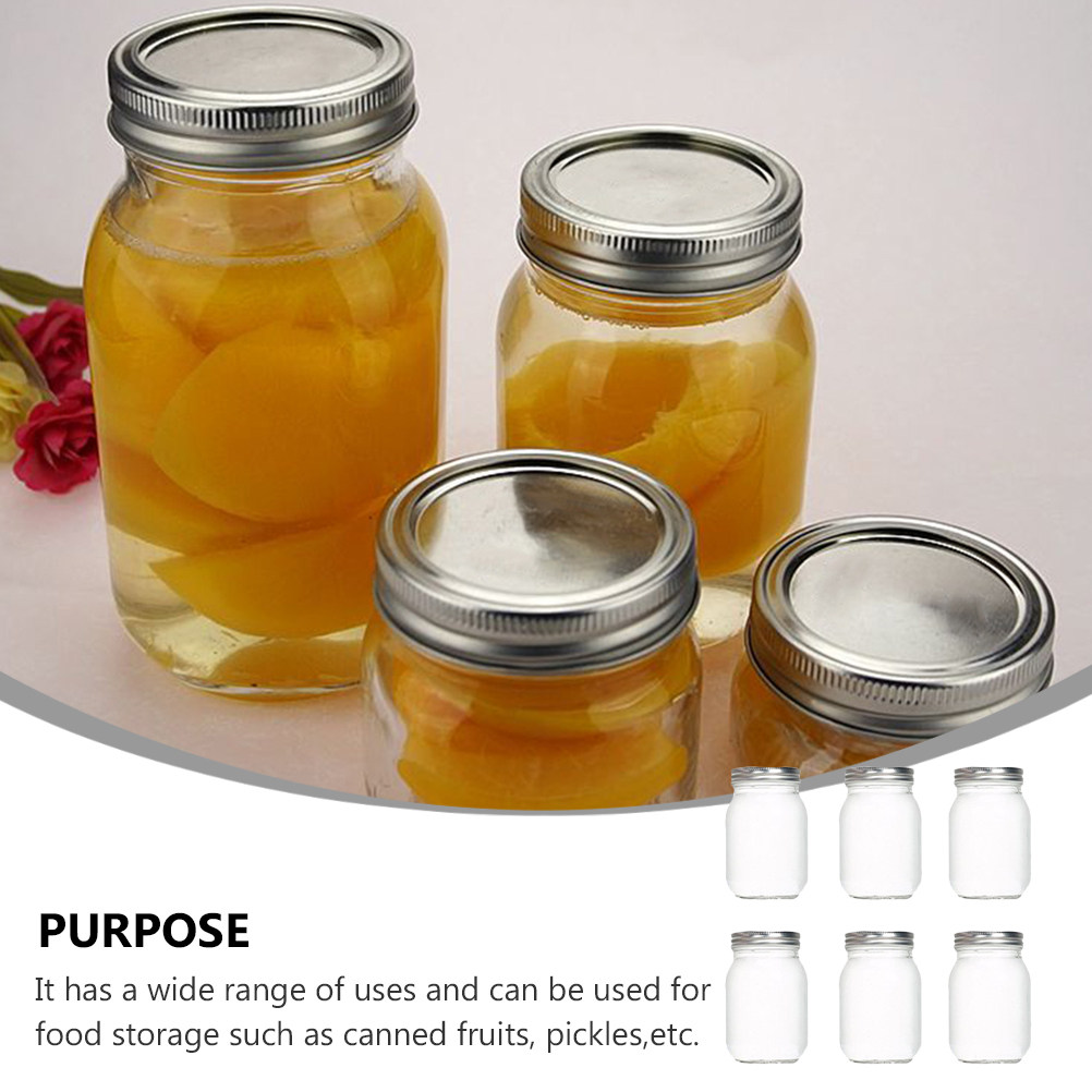 6個入り透明丸型ガラス瓶、気密蓋付き、食品保存用、コーヒー、 - Food Storage With Glass Lids のレビューと価格