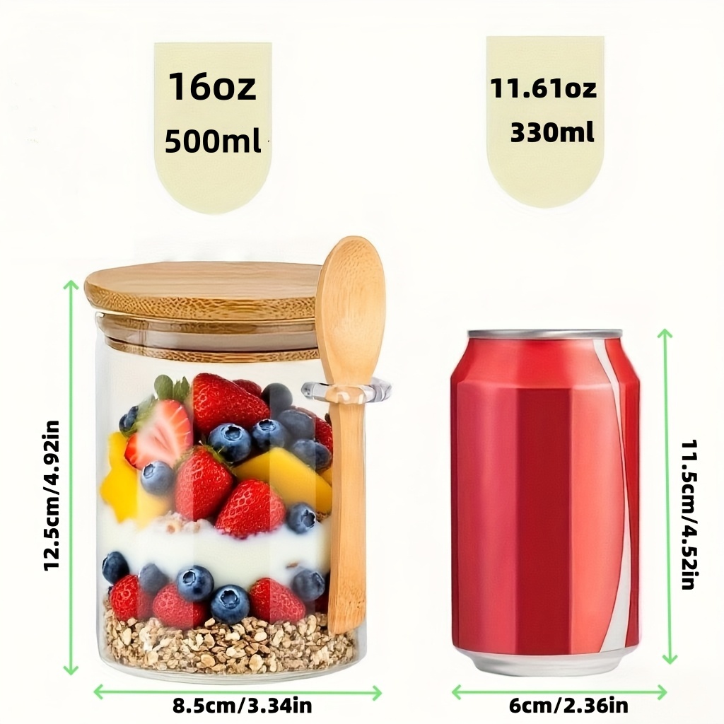 1/2/4/8個入りオートミールガラスカップセット、蓋とスプ - Food Storage With Glass Lids のレビューと価格