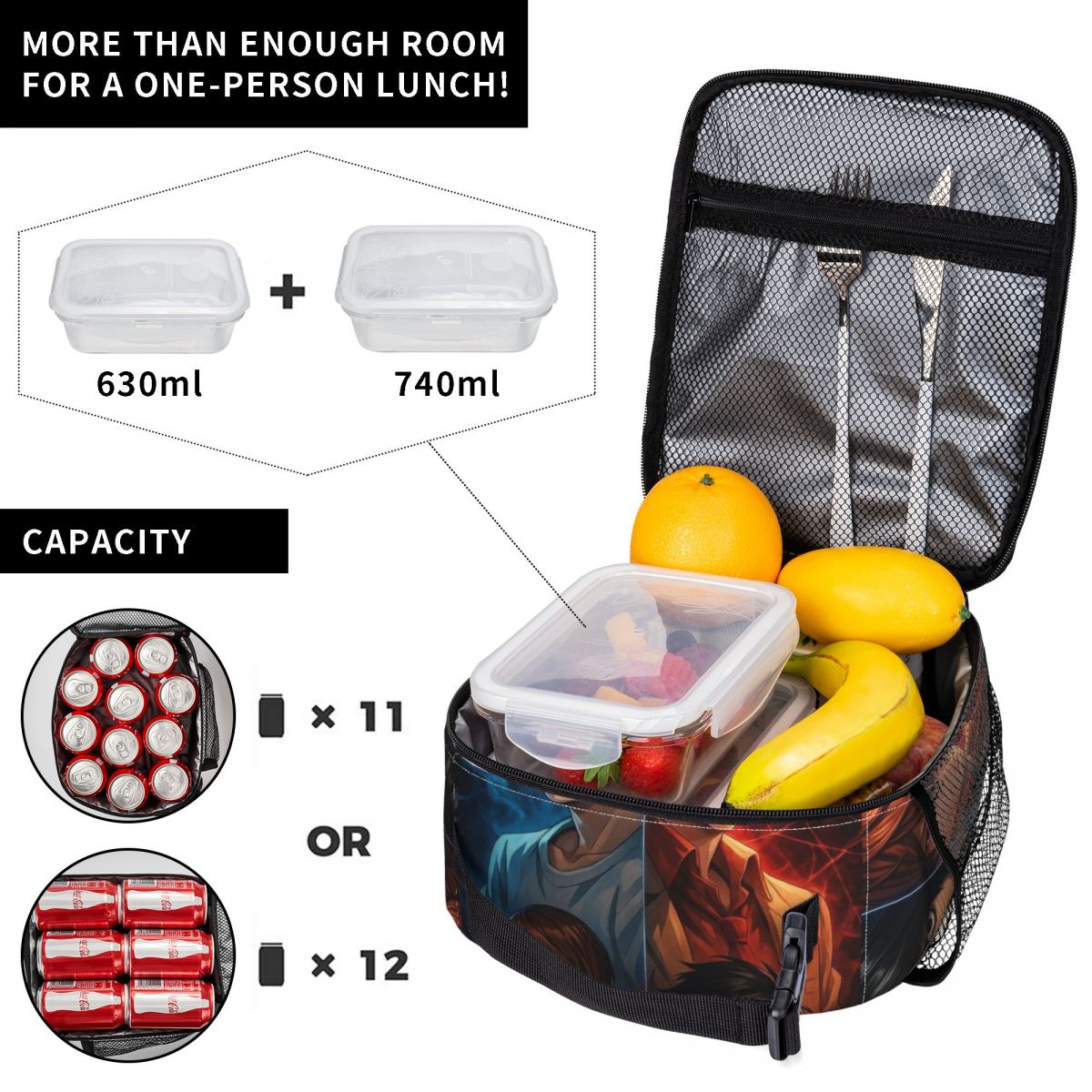 カスタムデスアニメノート断熱ランチバッグポータブル弁当箱アウ - Food Storage Notes のレビューと価格