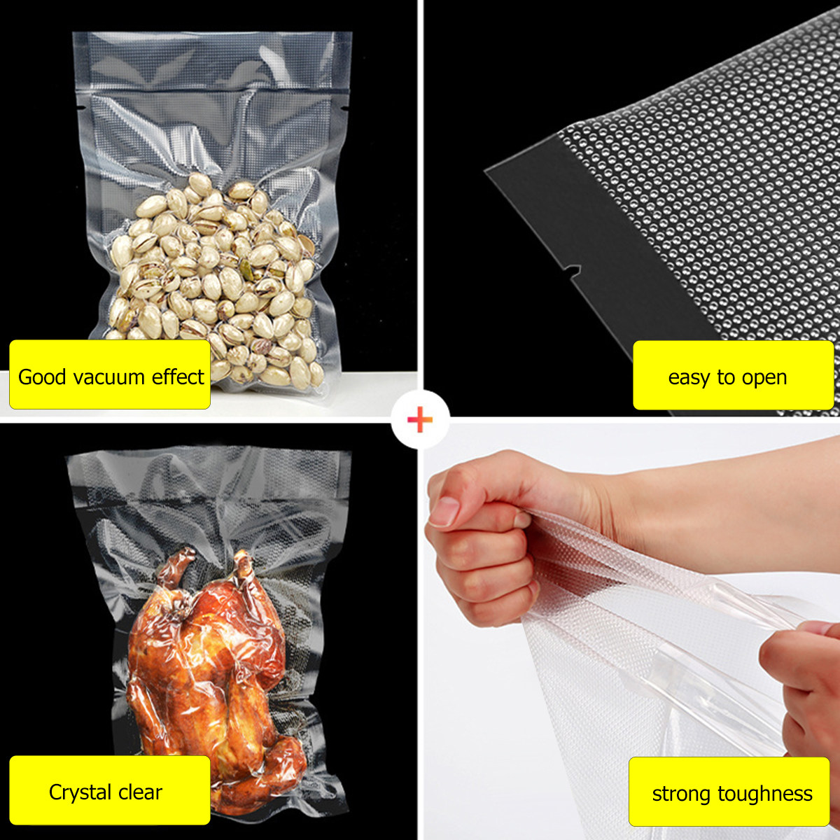 100枚入り透明ドットテクスチャ真空保存袋、業務用半自動シー - Food Storage Usa のレビューと価格