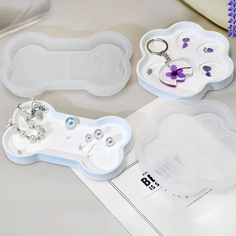 最高品質DIY猫の足と骨の形をしたシリコンモールド収納トレイ - Food Storage For Dog のレビューと価格