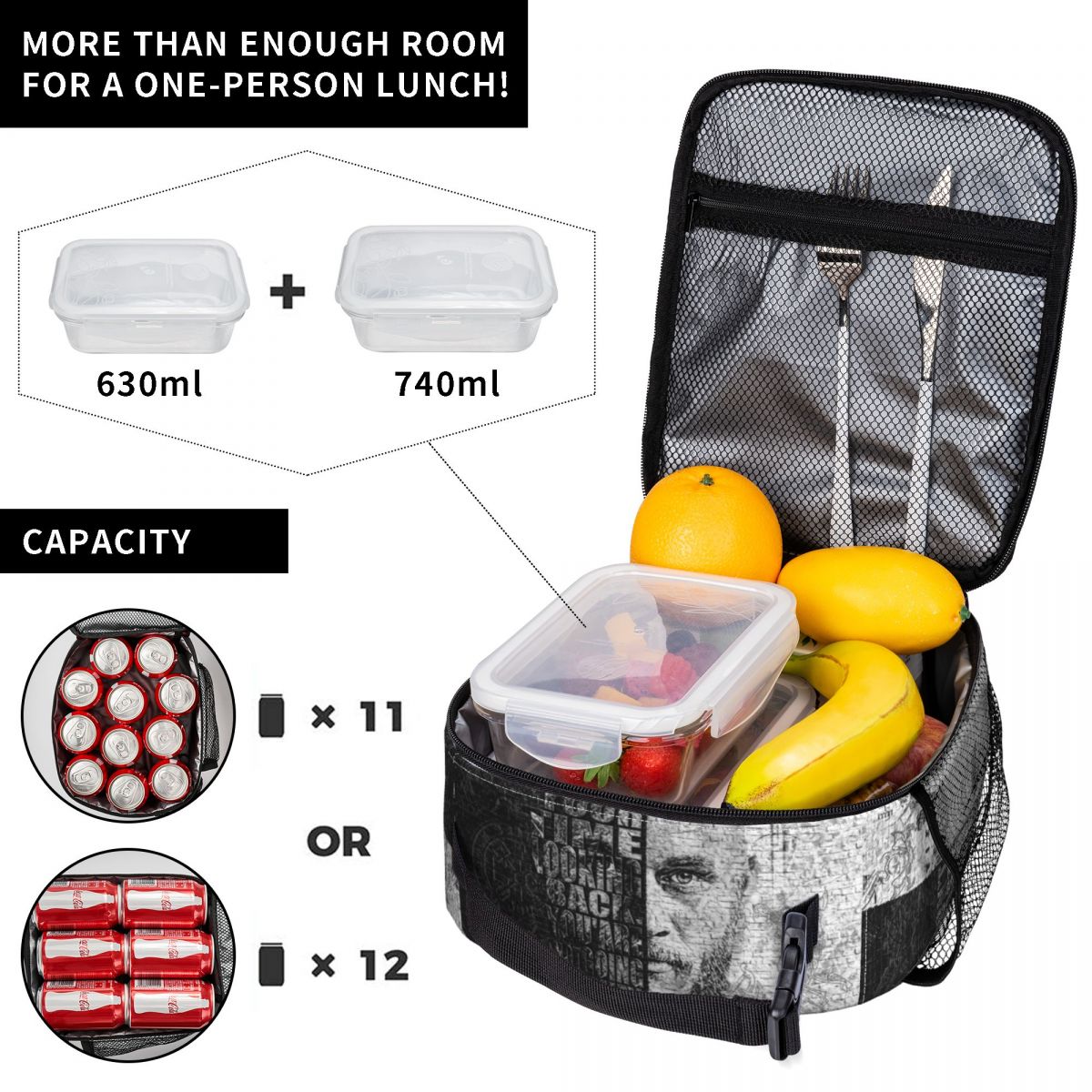 バイキングの名言 ラグナル・ロスブロック著 断熱ランチバッグ - Food Storage Quotes のレビューと価格