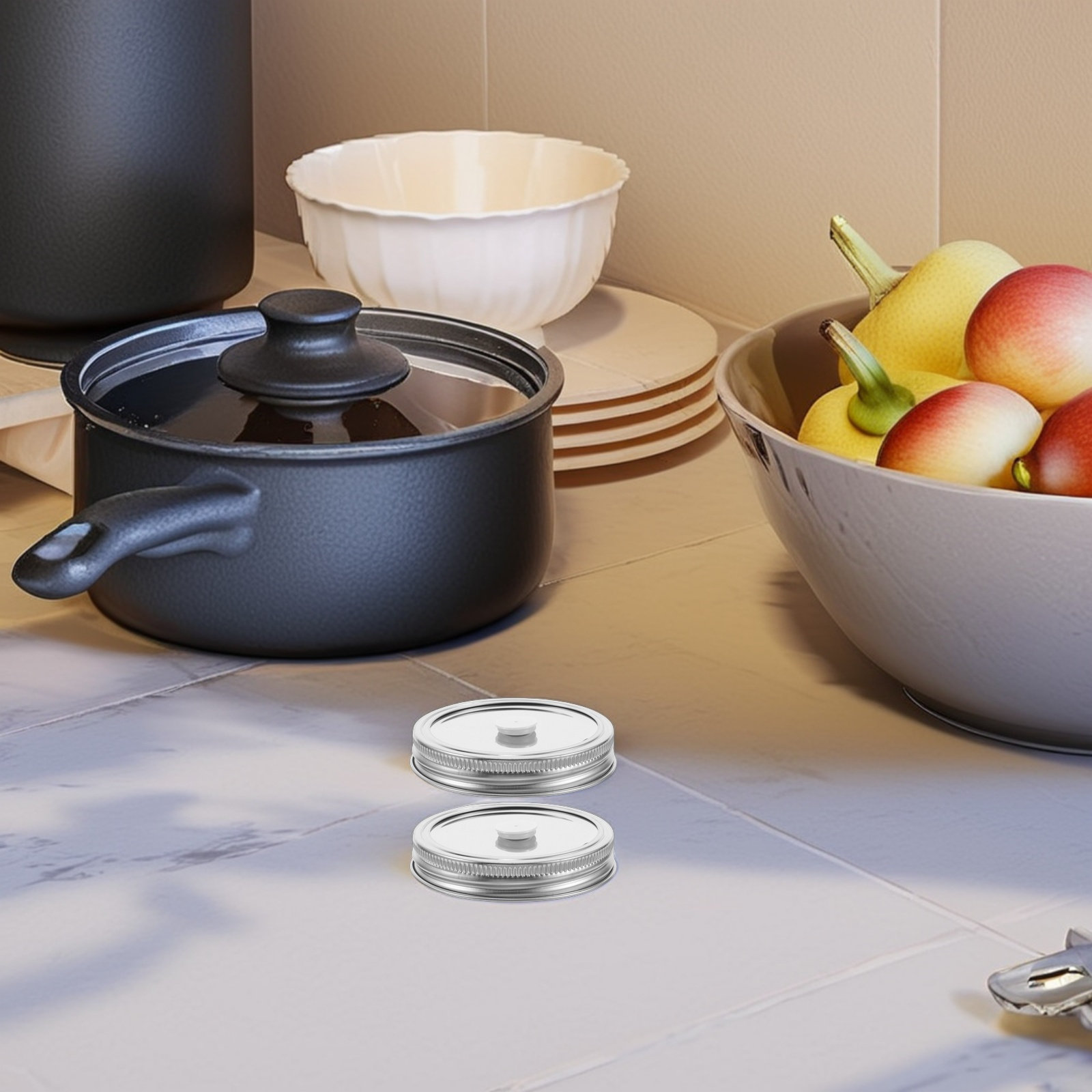 2個入りメイソンジャー真空シーラー蓋 ステンレス製分割型気密 - Food Storage Types のレビューと価格