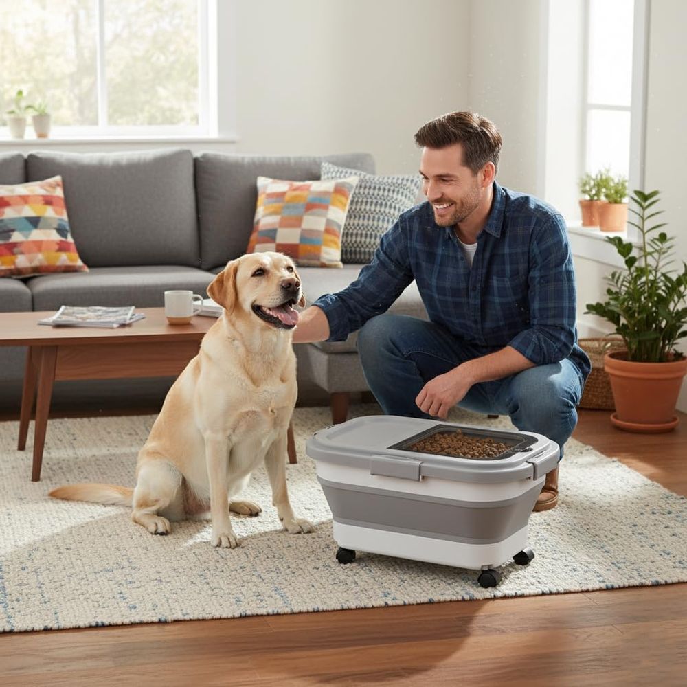 15ポンドの犬/猫用フード収納容器、折りたたみ式フード収納容 - Food Storage For Dog のレビューと価格
