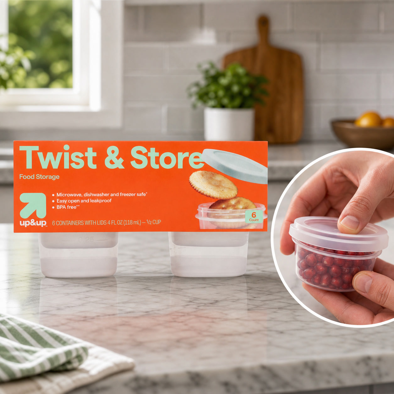 6個入りラウンド型ツイストロック食品保存容器、4液量オンスの - Food Storage Prep Containers のレビューと価格