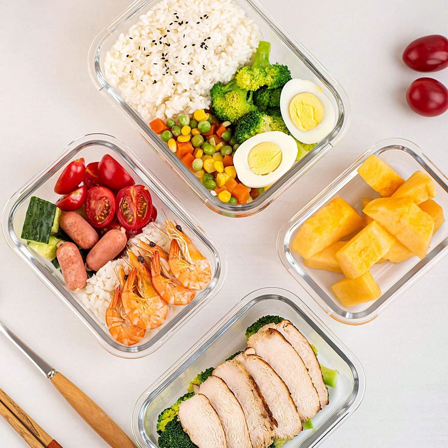 10個セット ガラス製ミールプレップ容器 モダンな透明食品保 - Food Storage With Glass Lids のレビューと価格