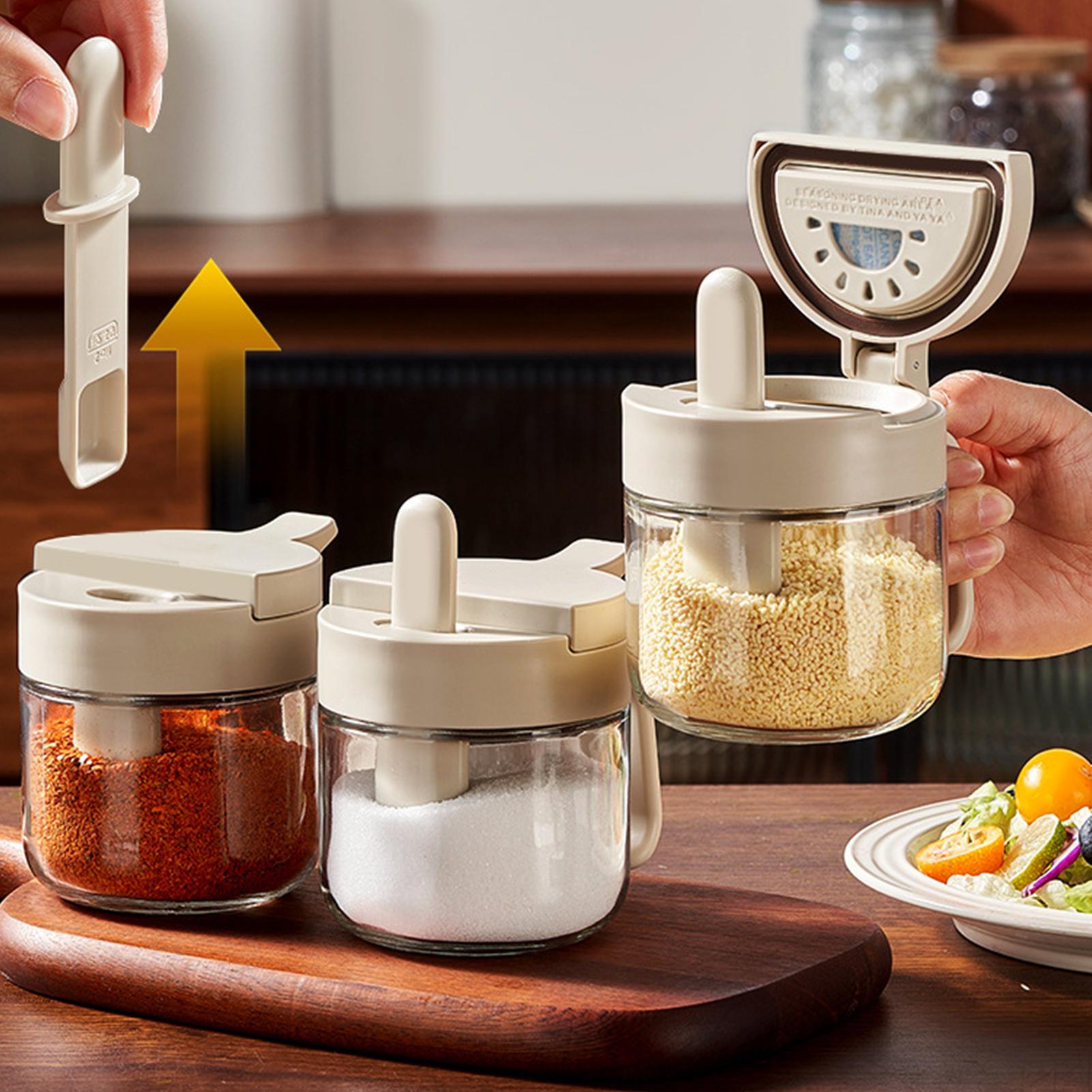 調味料入れ 漏れ防止塩入れ スプーン付き キッチン調味料入れ - Food Storage Utensils のレビューと価格